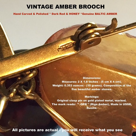 VINTAGE AMBER BROOCH - Picture 8 of 8